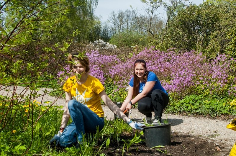 LU Fonda stipendiāti palīdzēja sapost Botānisko dārzu vasaras sezonai