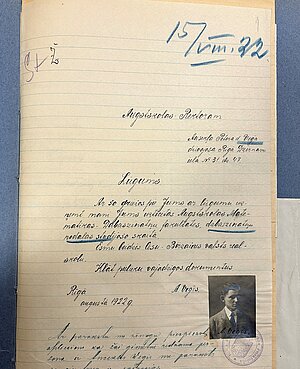 A. Veģa lūgums uzņemt LU. 1922. gads. Foto no LVVA. 7427.f., 1. apr., 6592. l., 1. lp. 