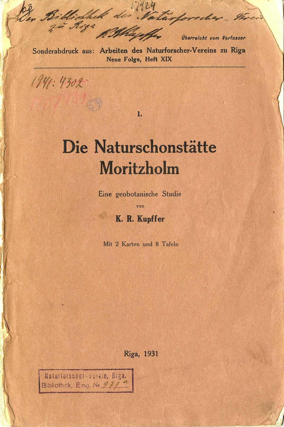 K. R. Kupfers. Rezervāts Moricsalā. 1931. gads. LU Muzeja krājums