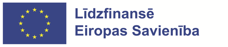 Eiropas Savienības karogs ar uzrakstu "Līdzfinansē Eiropas Savienība"