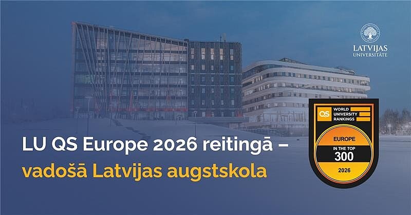 Latvijas Universitāte QS Europe 2026 reitingā ir vadošā Latvijas augstskola