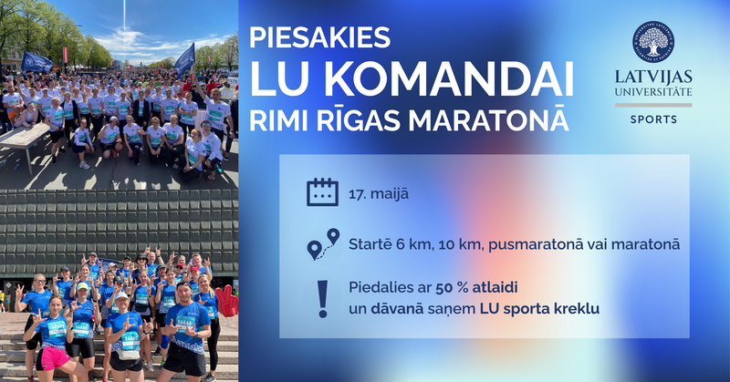 Pievienojies Latvijas Universitātes komandai 2026. gada Rimi Rīgas maratonā