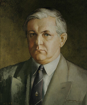 Kārļa Dobrāja Jura Zaķa portrets Rektoru portretu galerijā Senāta zālē