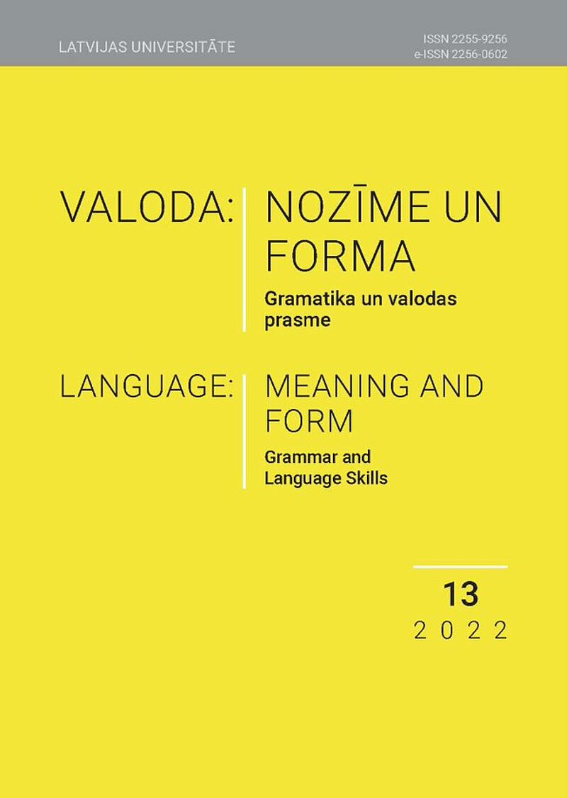 Publicēts krājums  „Valoda: nozīme un forma 13. Gramatika un valodas prasme”