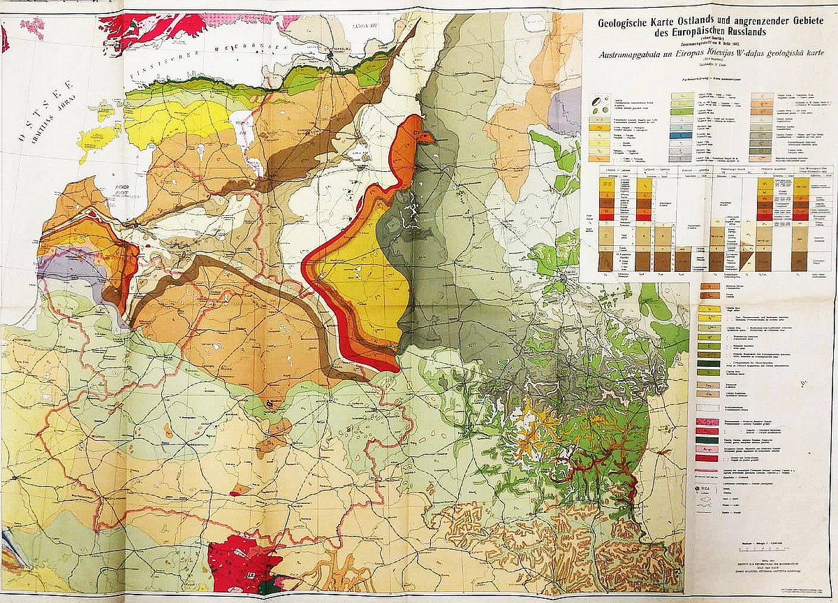 Vācu okupācijas laikā izdotā ģeoloģiskā karte