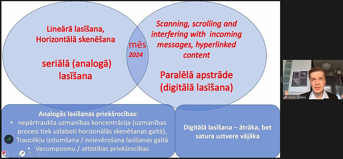 Ekrānuzņēmums. LU Reģionālā konference Zoom platformā. LU vadošais pētnieks prof. Jurģis Šķilters, prezentācijas slaids.