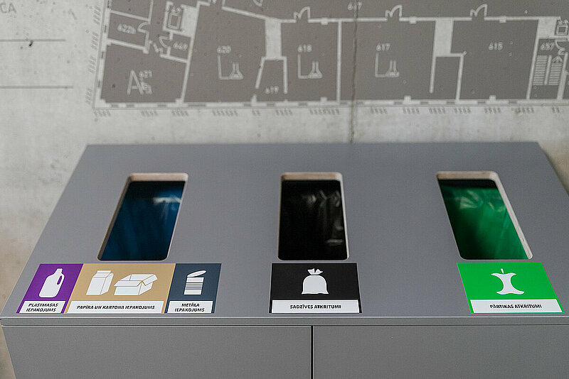 45 Additional Garbage Sorting Containers Placed in the Buildings of the University of Latvia 
