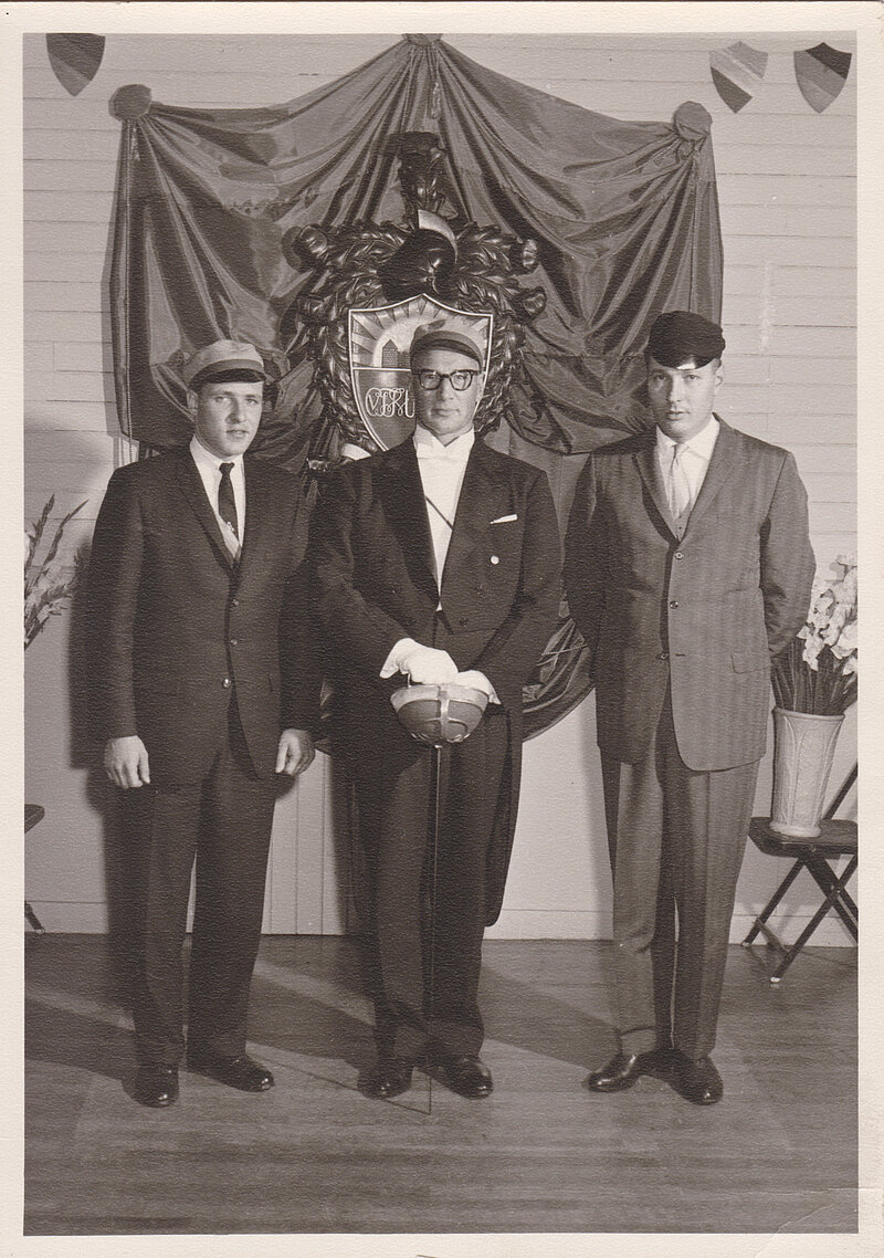 LU studenti. No kreisās – Aleksandrs Briška, Konstantīns Počs, Pēteris Driuks, 20. gadsimta 30. gadi. Foto: Latgales Kultūrvēstures muzeja krājums.
