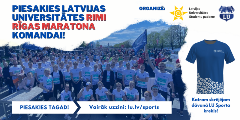 LU Sporta centrs un LU Studentu padome aicina LU studentus un darbiniekus pārstāvēt Latvijas Universitāti Rimi Rīgas maratonā 2023
