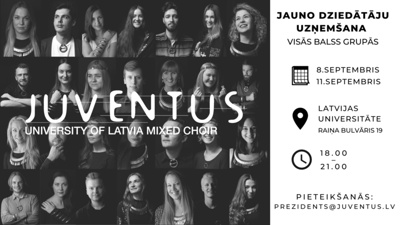 LU jauktais koris “Juventus” izziņo jauno dziedātāju uzņemšanu septembrī