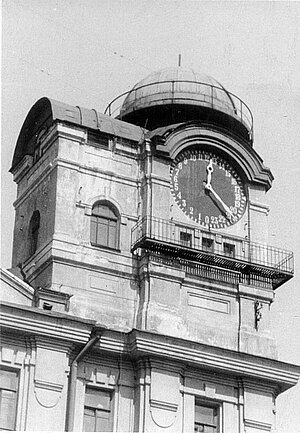 D. Mendeļejeva Metroloģijas zinātniskās pētniecības institūts, Blumbaha projektētais pulksteņa tornis. Foto: no Latvijas Universitātes Muzeja krājuma