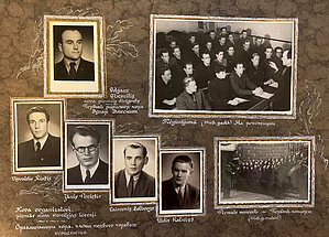 LVU Vīru kora organizatoru un pirmās kora komitejas dalībnieku fotogrāfijas; kora pirmo gaitu atspoguļojums mēģinājumā un pirmajā koncertā 1948. gadā. Latvijas Universitātes Muzeja krājums.