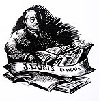 1987. gada ielūgumā attēlotais exlibris (Foto: Edgars Čudars)