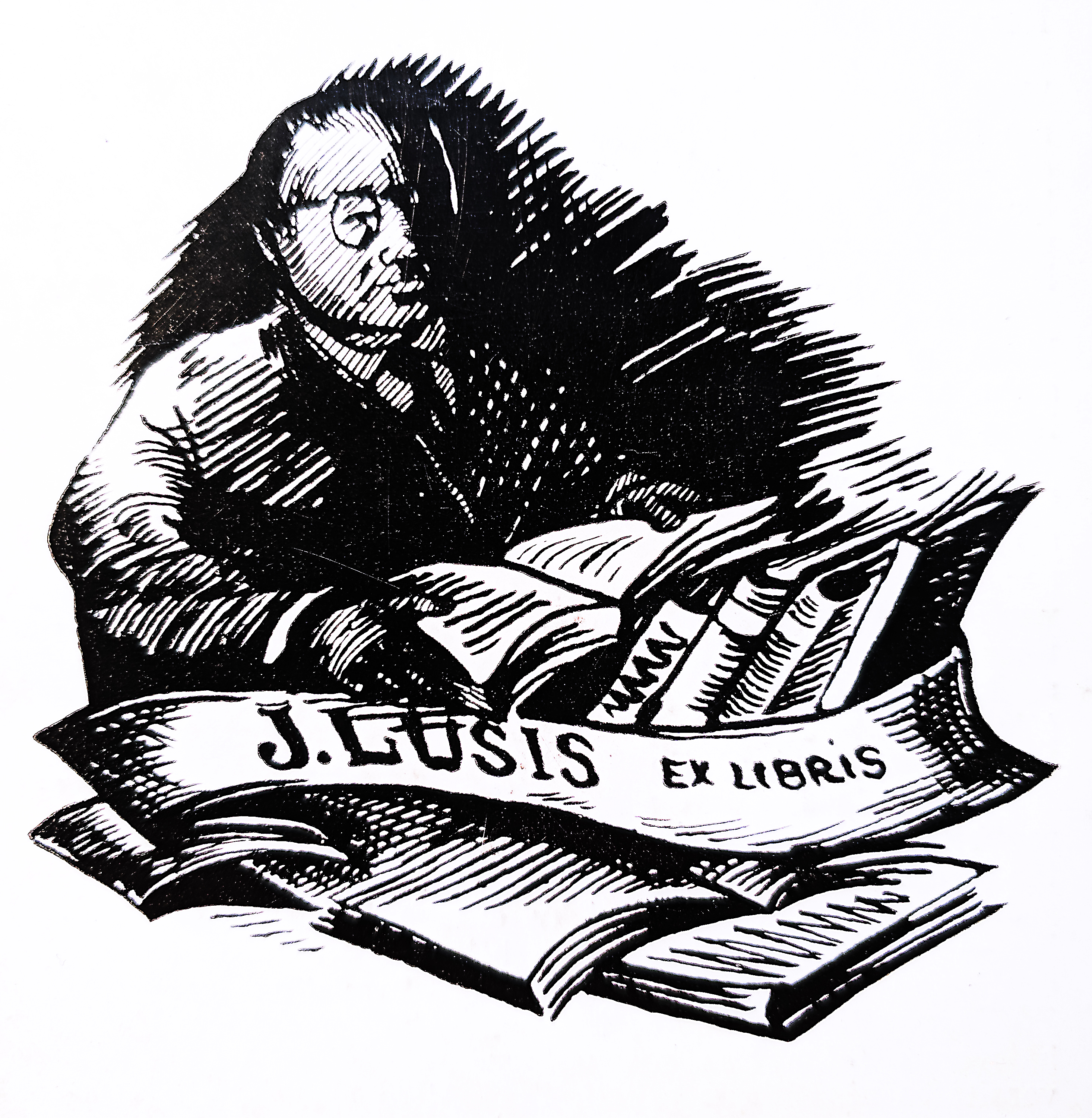 1987. gada ielūgumā attēlotais exlibris (Foto: Edgars Čudars)