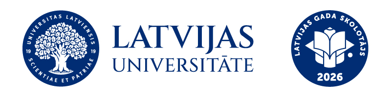 Latvijas Universitātes un konkursa “Latvijas Gada skolotājs 2026” logotipi.