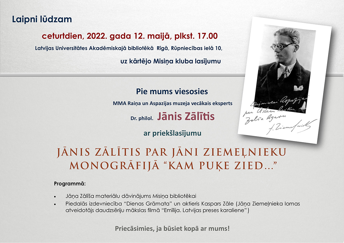 Misiņa kluba lasījums