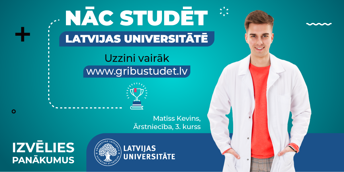 Students jau no pirmās dienas tiek uzrunāts ar vārdiem: “Labdien, kolēģi!” Medicīnas fakultātes students baltā halātā.