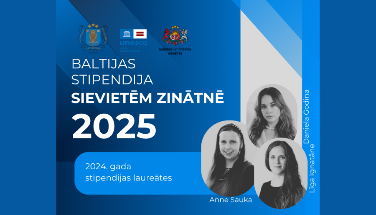  Baltijas valstu stipendijas sievietēm zinātnē reklāmas plakāts
