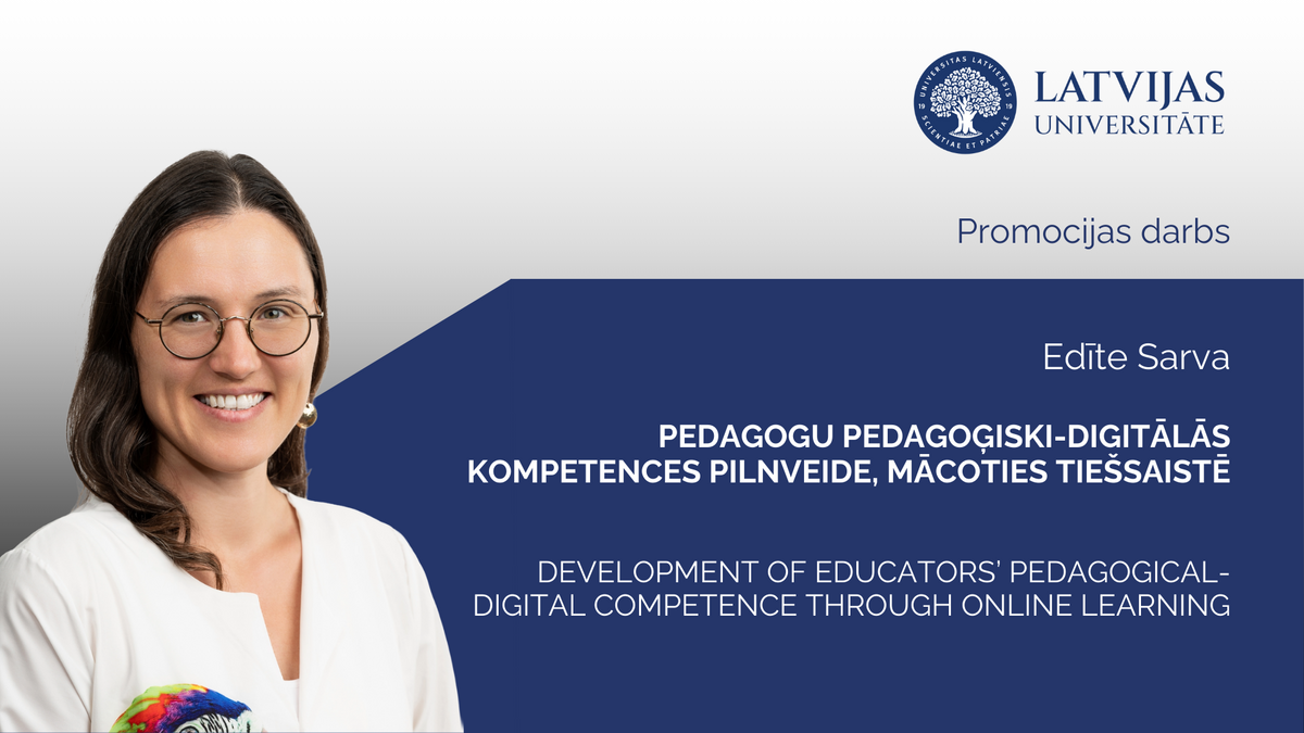 Edītes Sarvas foto un informācija par promocijas darba aizstāvēšanu