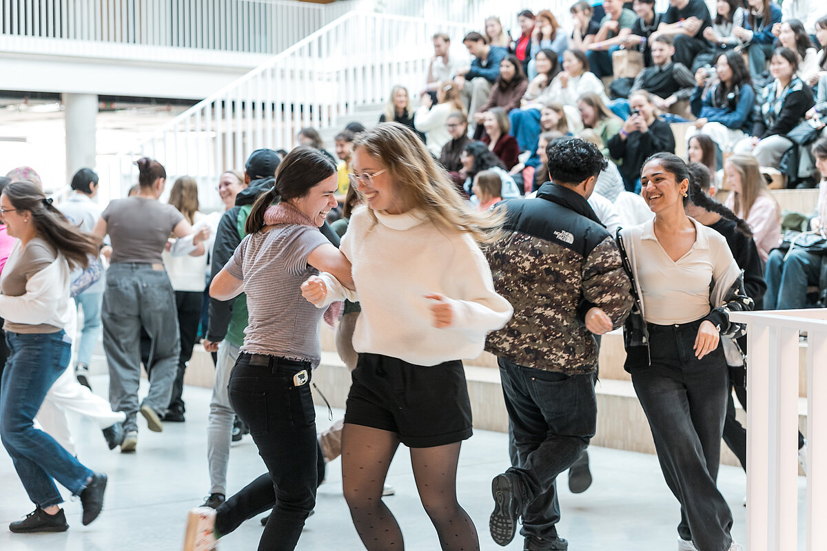 Students are dancing